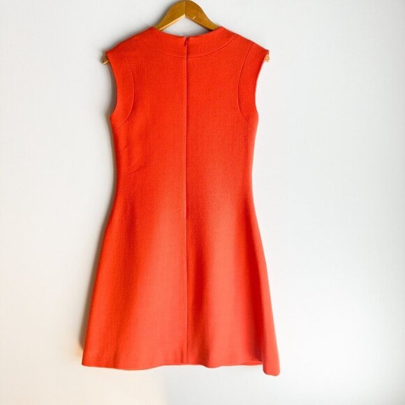Goat Orange 60s Mod Style Keyhole Neck A line Mini Dress 8 - Picture 5 of 7